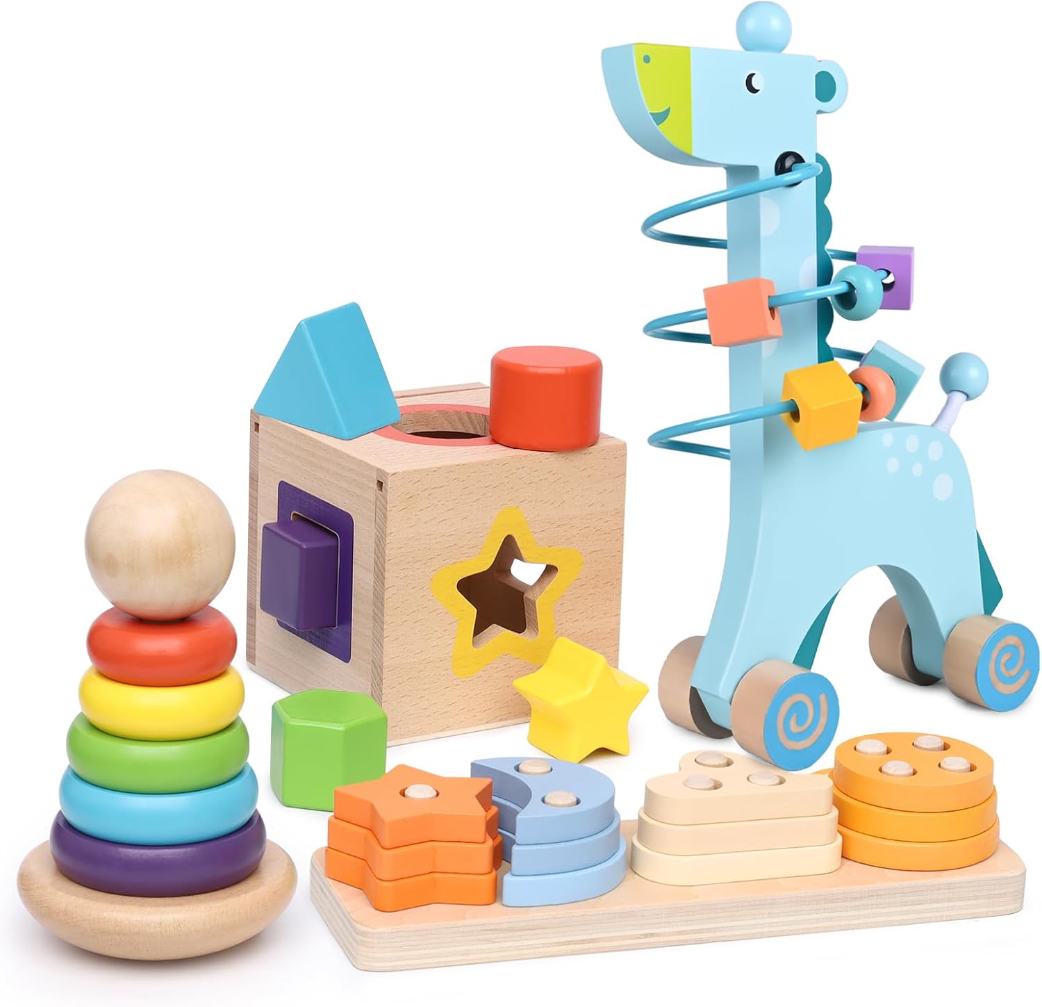 AMAZON Limited time deal -50% ON Ingbear 4-in-1 Wooden Montessori Toys for 1+ Year Old