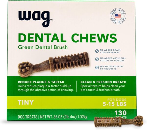 AMAZON Limited time deal -33% ON Amazon Brand-Wag Dental Dog Treats to Help Clean Teeth & Freshen Breath - Tiny - Amazon Vine