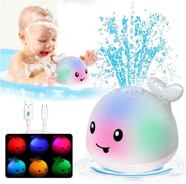AMAZON Limited time deal -50% ON  Light up Toddler Bath Toys - Whale Water Spray Toy