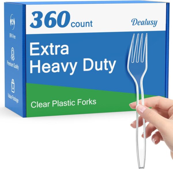 amazon Limited time deal 🌹-20%🌹 on Dealusy 360 Count Extra Heavy Duty Clear Plastic Forks Disposable