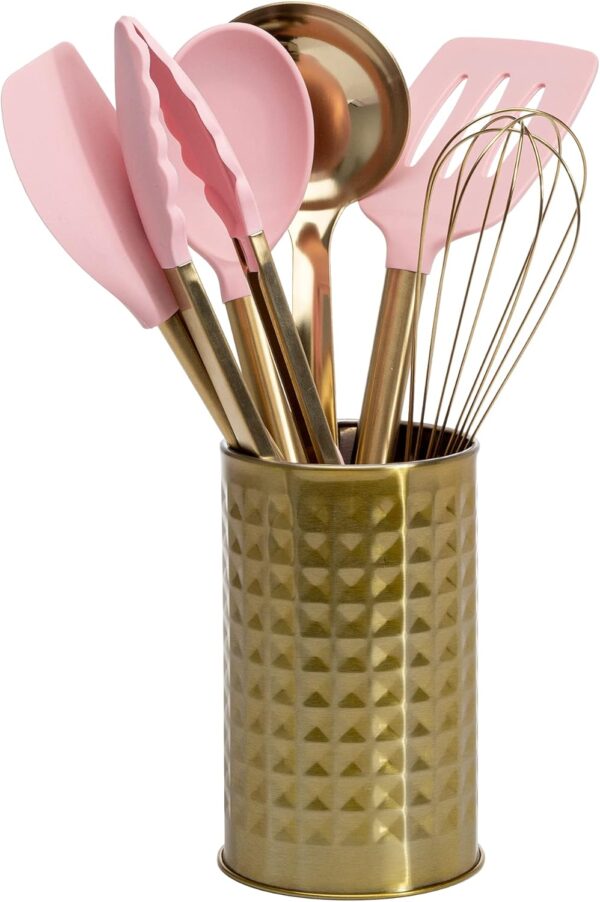 AMAZON Limited time deal -25% ON Paris Hilton Kitchen Set Tool Crock with Silicone Cooking Utensils