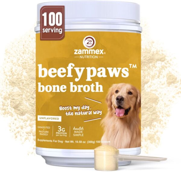 AMAZON Limited time deal -19% ON Zammex Grass-Fed Beef Bone Broth Protein Powder for Dogs & Cats