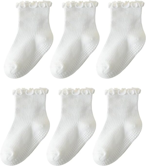 AMAZON Limited time deal -25% ON 6 Pairs Toddler Ruffle Socks for Girls