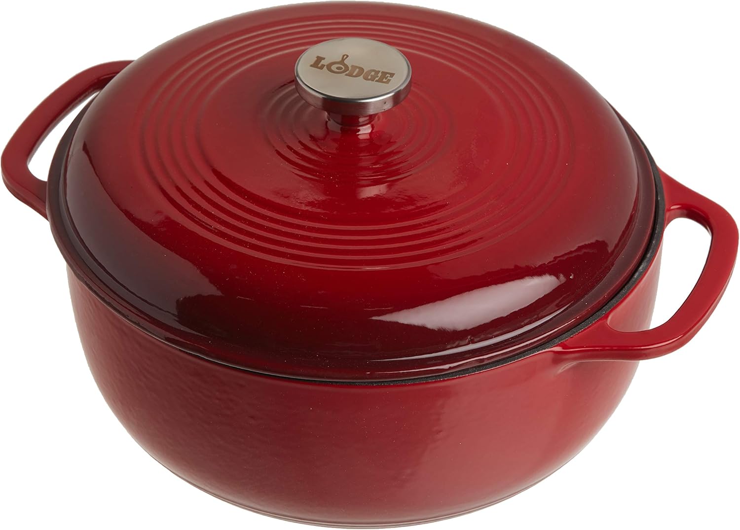 AMAZON Limited time deal -20% ON Lodge 6 Quart Enameled Cast Iron Dutch Oven with Lid – Dual Handles