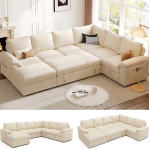 AMAZON Limited time deal -31% ON  SUAWY 108 Inch Modular Sectional Sofa with Pull Out Bed